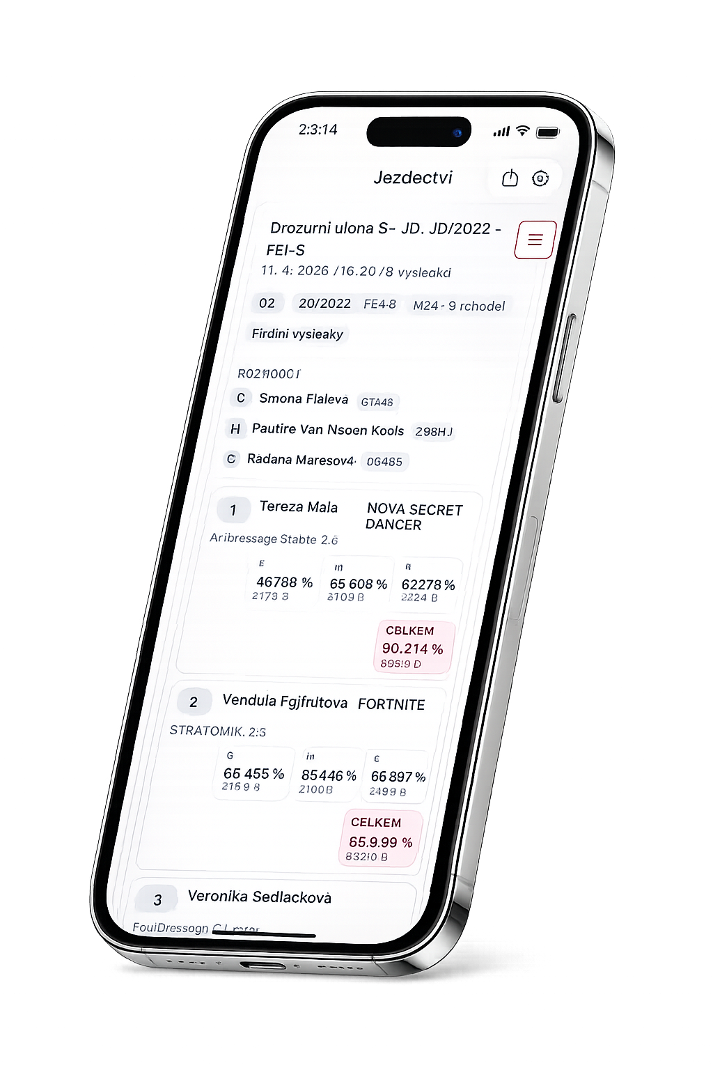 Mobilní aplikace – hlavní obrazovka